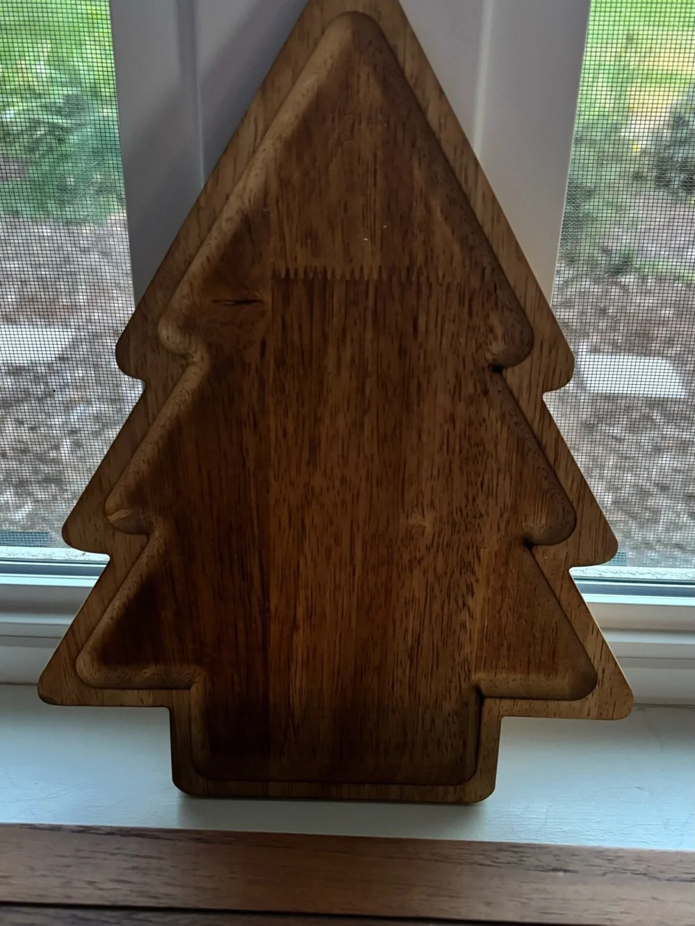 Wooden Christmas Tree Serving Tray - Natural Brown